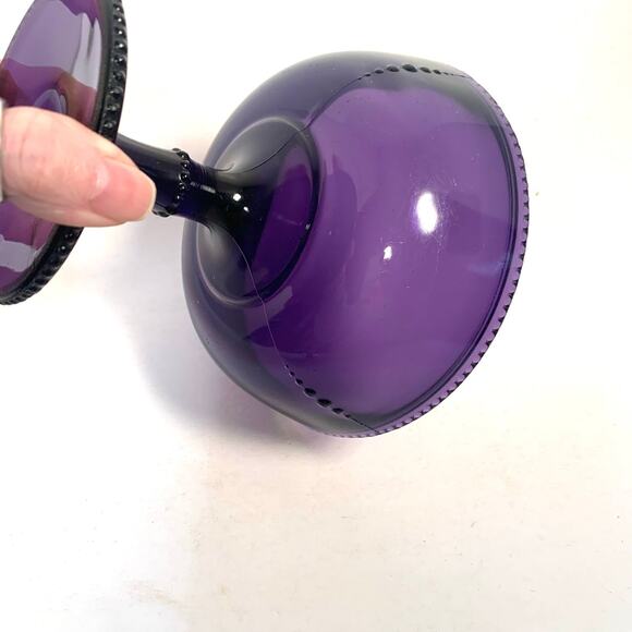 Antique Amethyst Purple Compote Pedestal Serving Dish - Picture 8 of 11